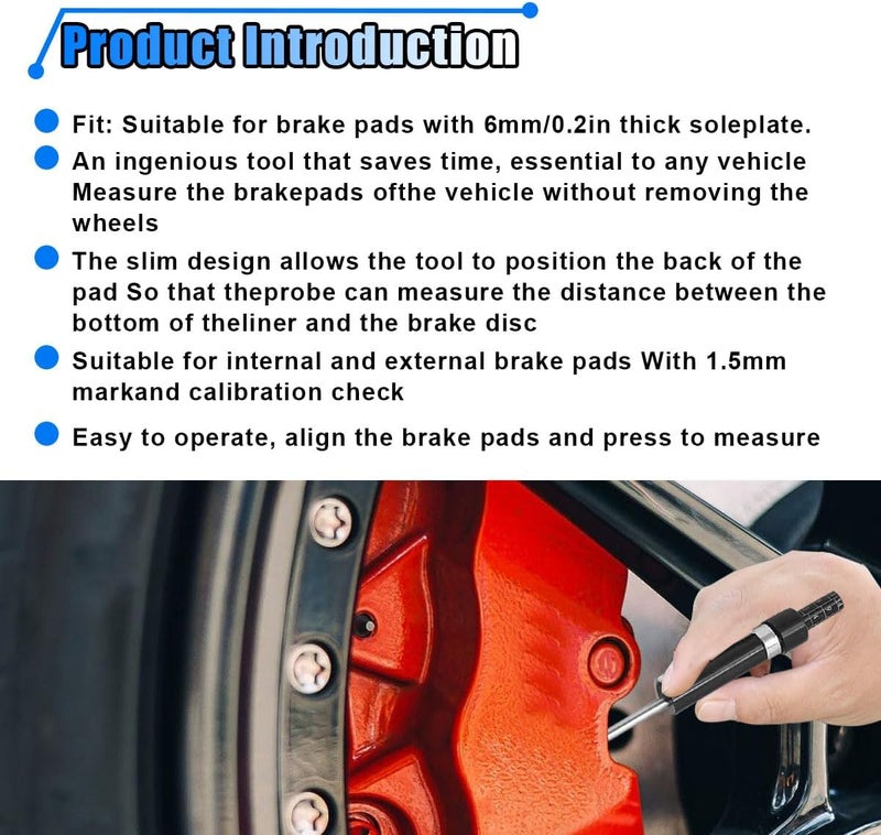 LHDOS Brake Pad Thickness Gauge Measure Tool with Scale- Brake Shoe Gauge Car Brake Measuring Tool for Internal External Brake Pads Tester Measurement- Auto Brake Pad Thickness Detection Pen Scale - Image 4